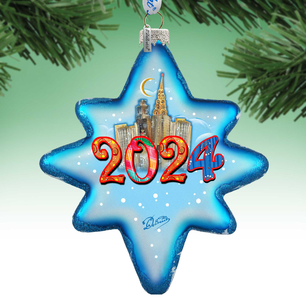 2024 Dated Glass Ornament, Santa & Christmas Decor - 755-047-D24 by G. DeBrekht