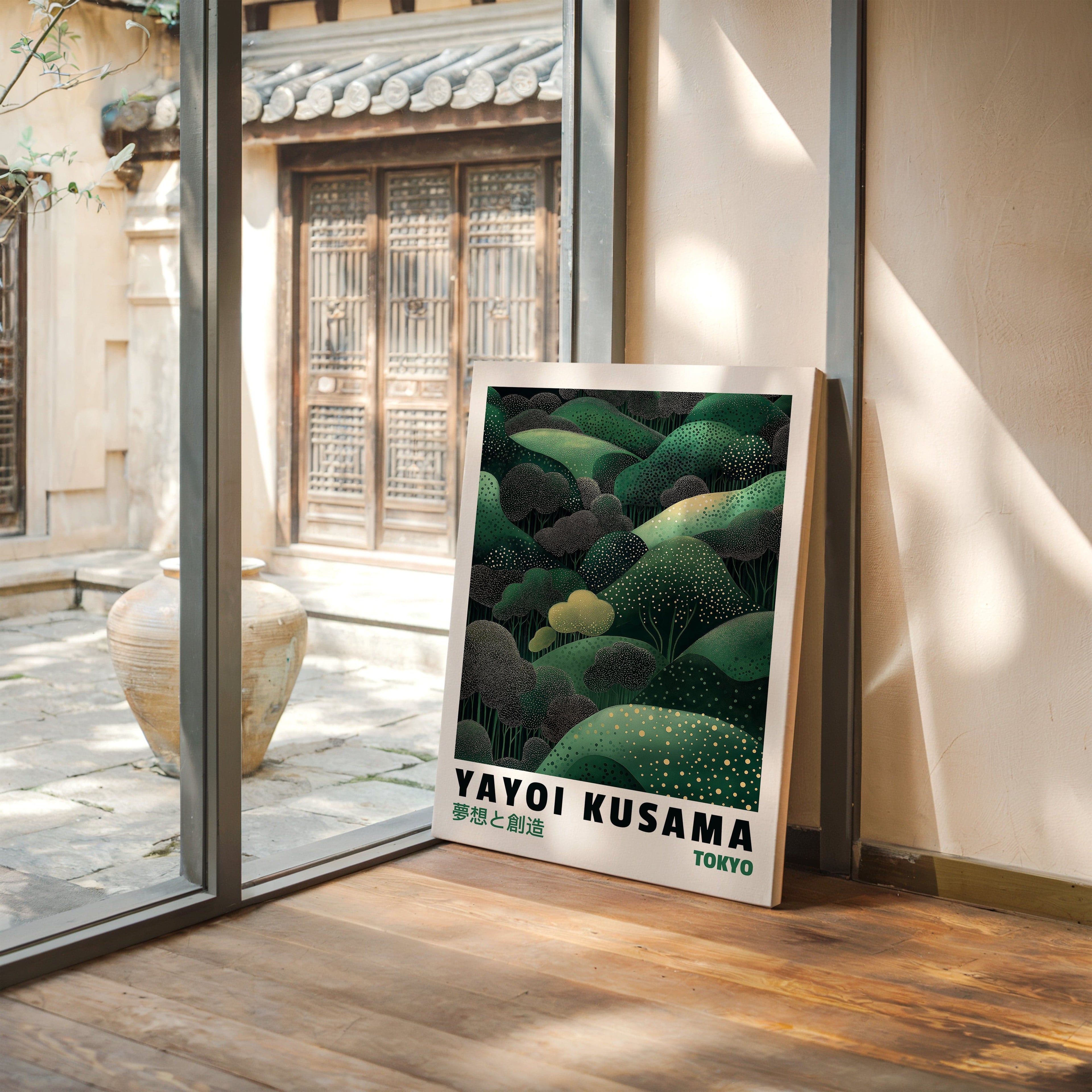 Abstract Green Dreamscape – Kusama-Inspired Forest