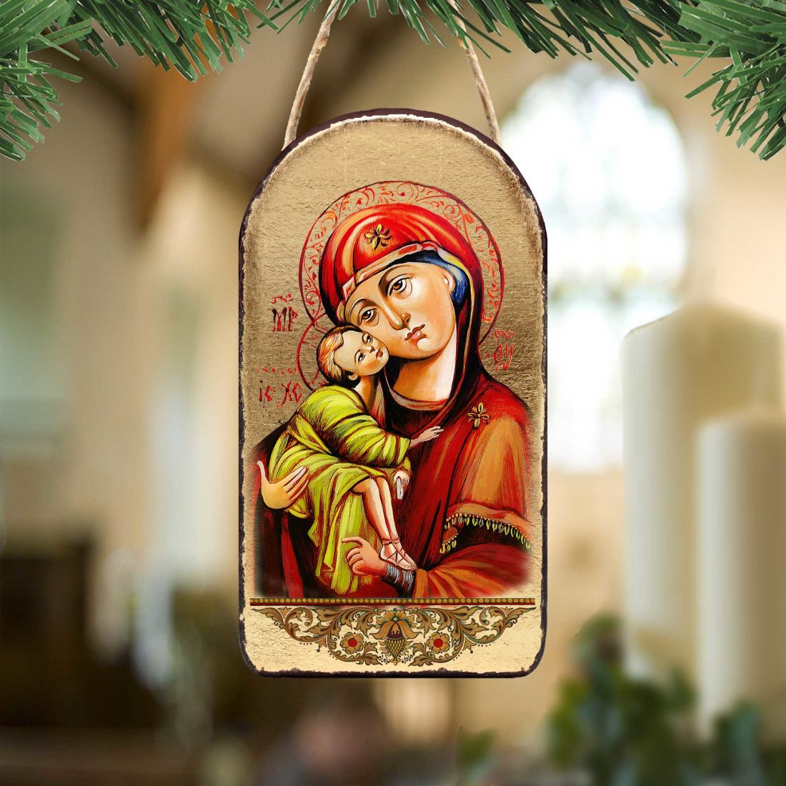 Holy Virgin Mary Religious Orthodox Sacred Icon Ornament - Inspirational Icon Décor - 87011