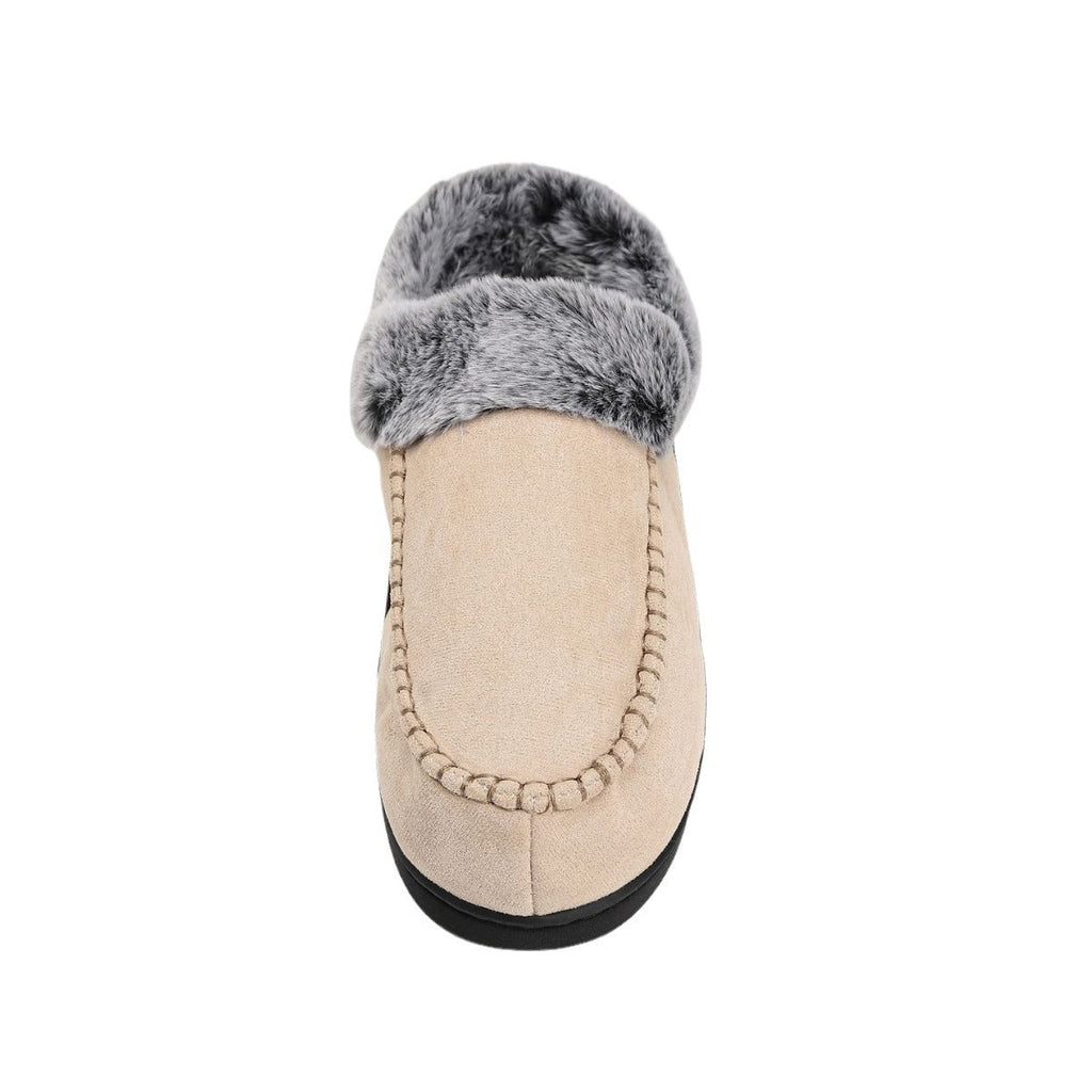 Unisex Plaid Fleece-Lined Slippers – Non-Slip Thickened Indoor Outdoor Shoes | EU 40–49