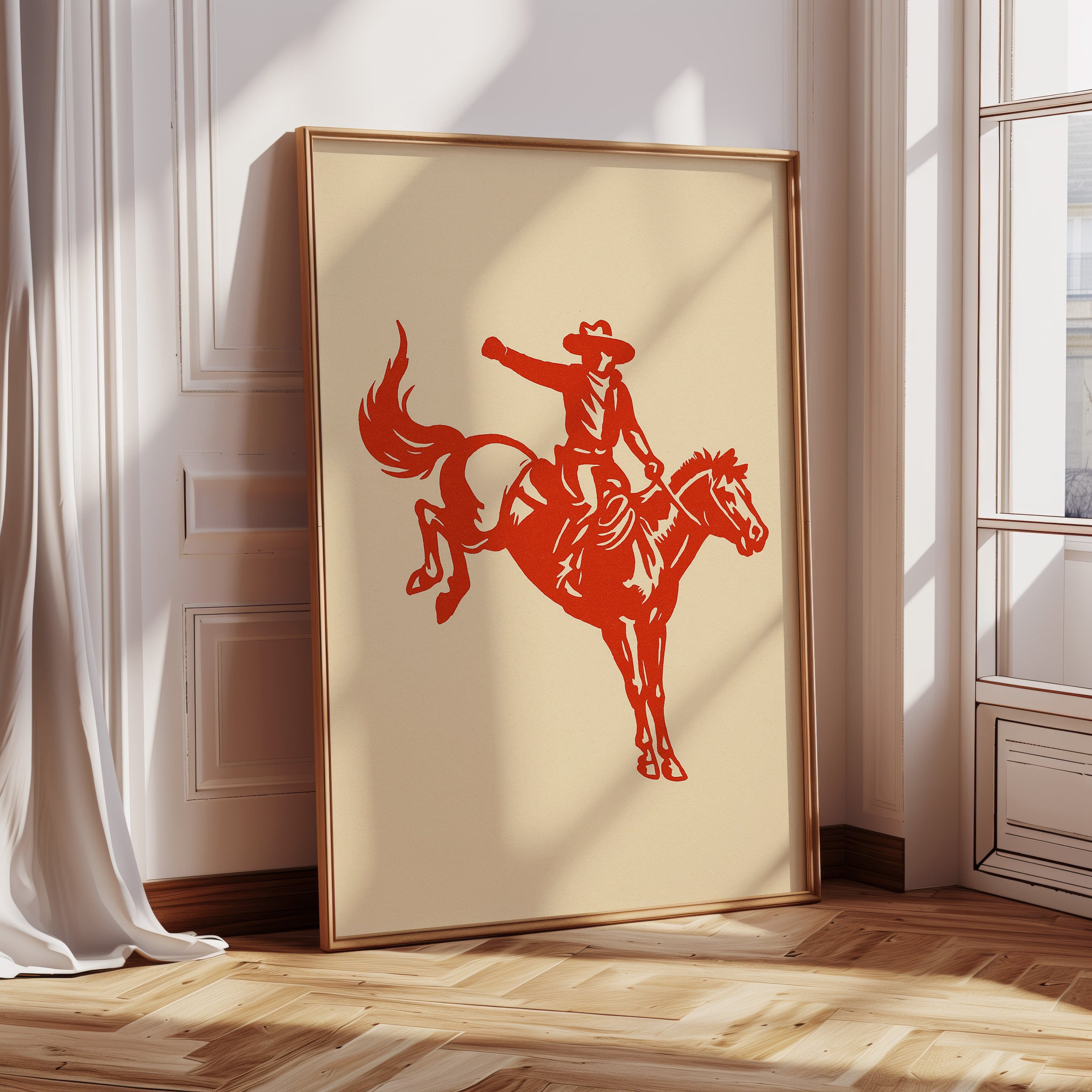 Retro Rodeo Cowboy Print
