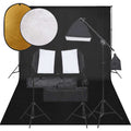 VidaXL Photo Studio Kit with Lighting Kit, Background and Reflector