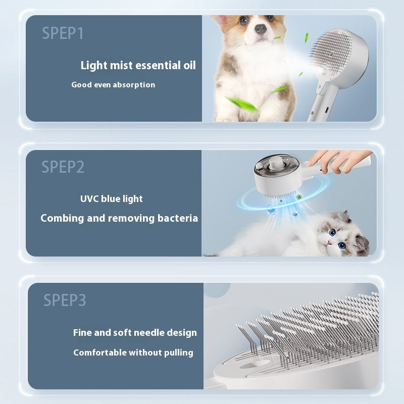 Pet Spray Grooming Comb with UVC Sterilization