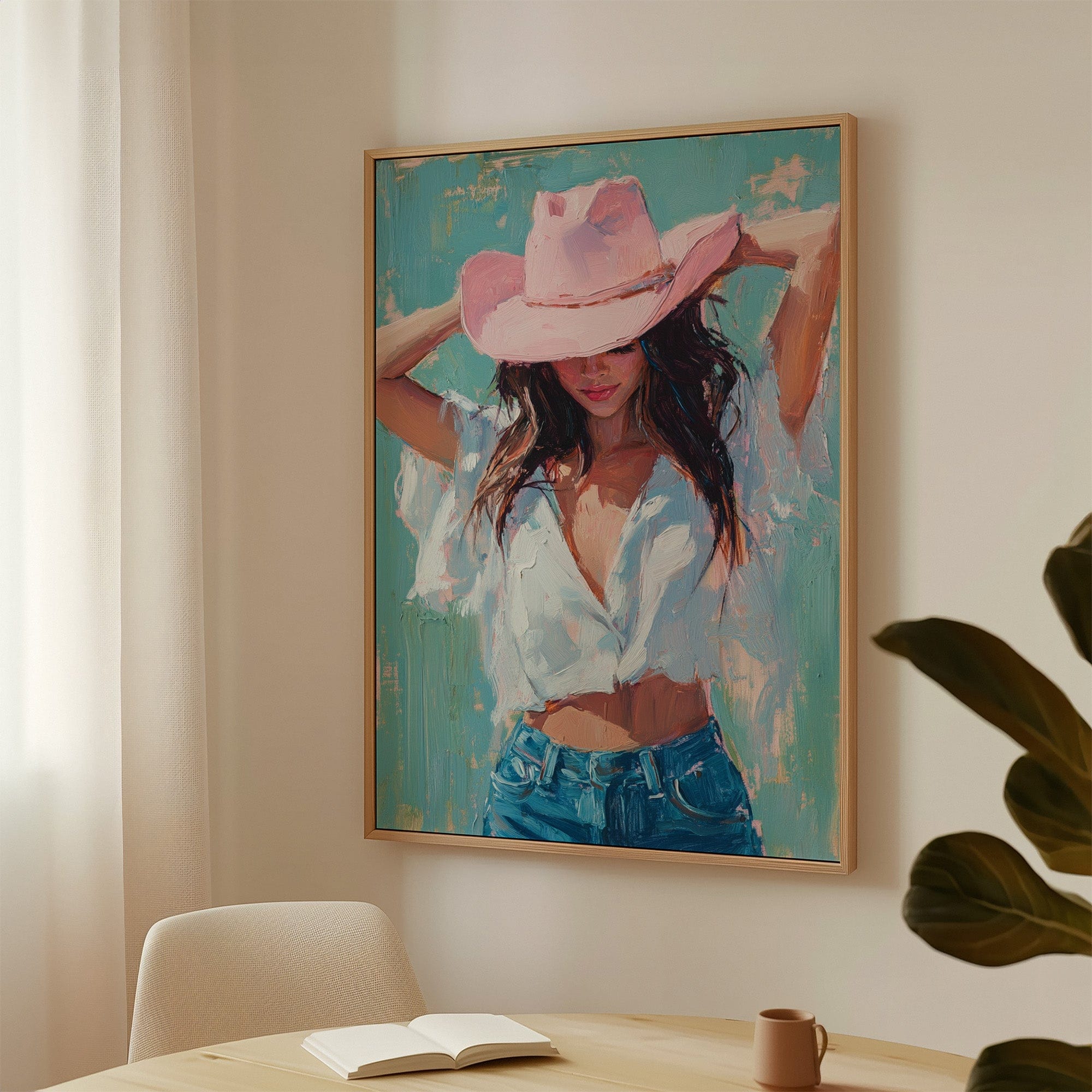 Pink Cowgirl Hat – Western Chic Wall Art