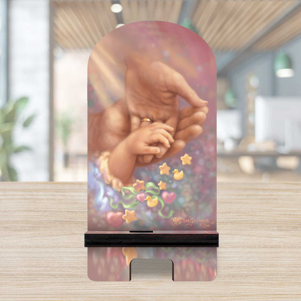 Little Miracle Cell Phone Stand Family Décor Wood Mobile Tablet Holder Charging Station Organizer - 892084-DG