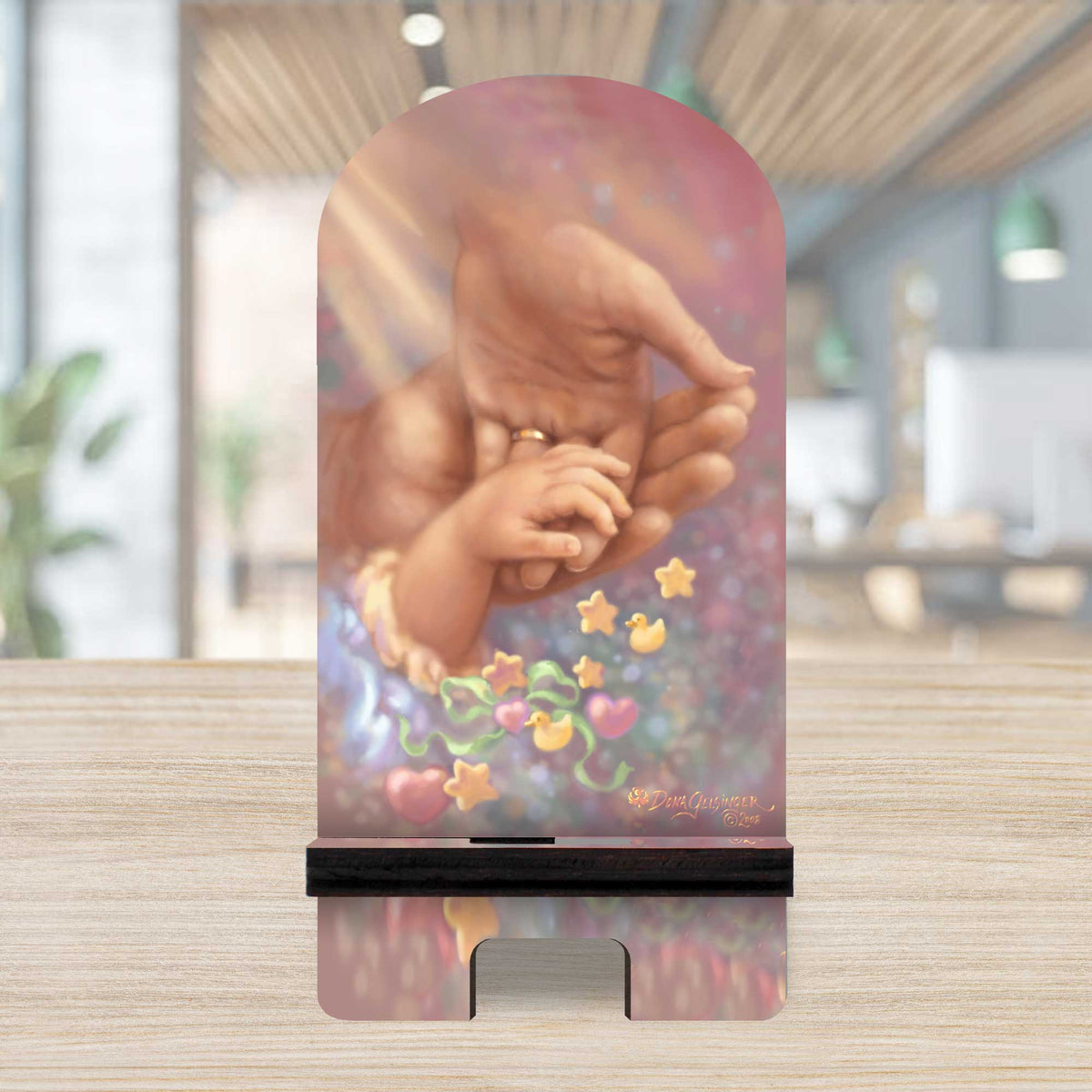 Little Miracle Cell Phone Stand Family Décor Wood Mobile Tablet Holder Charging Station Organizer - 892084-DG