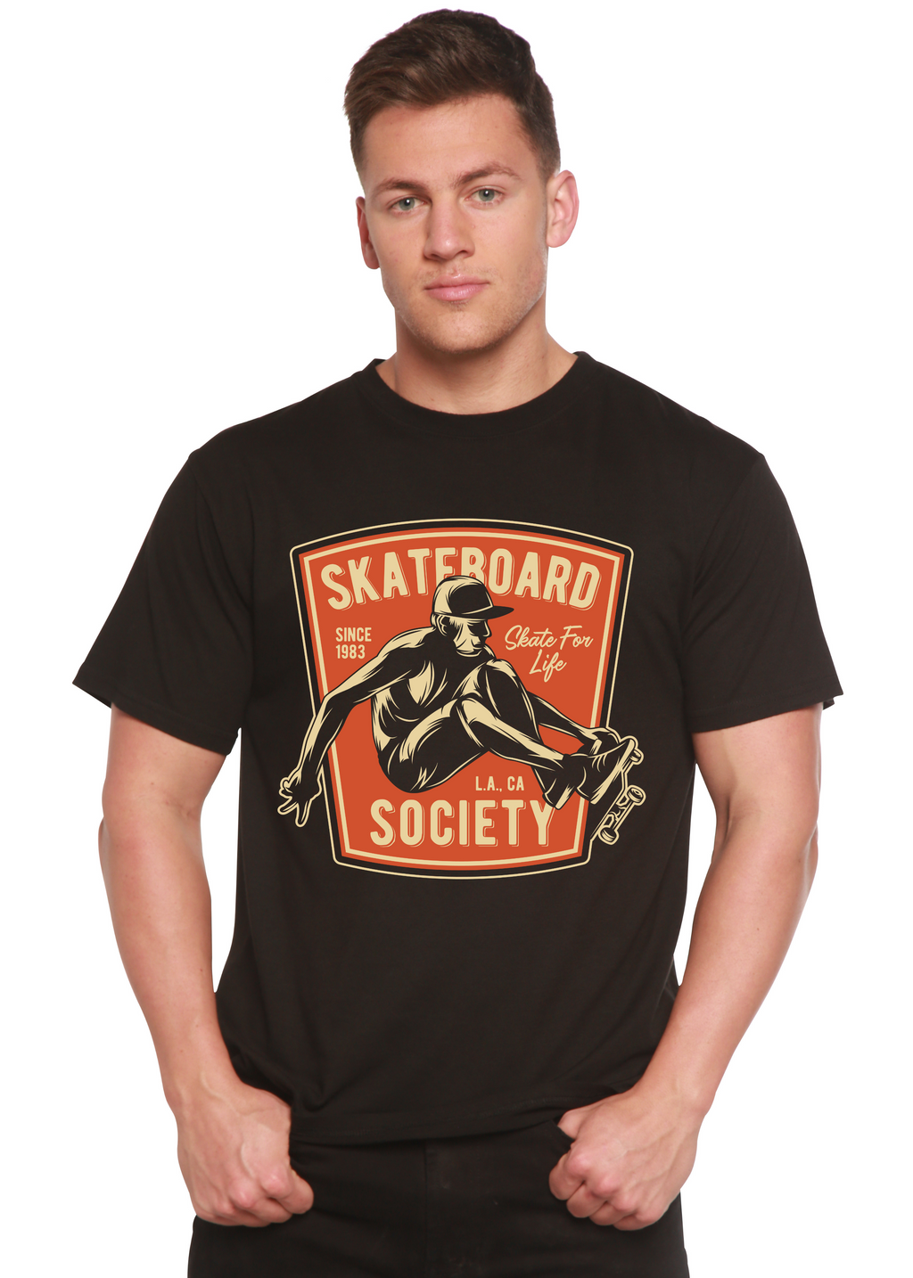 Skateboard Society Men's Bamboo Viscose/Organic Cotton Short Sleeve Graphic T-Shirt