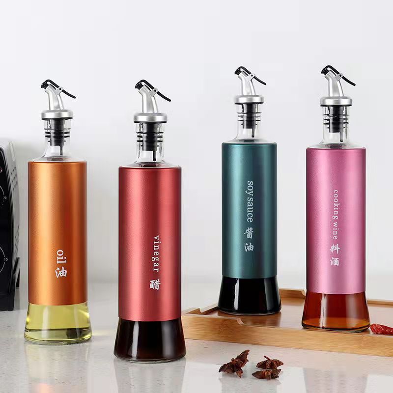 Glass Seasoning Bottle with Auto Flip Cap – 300ml | Oil, Vinegar, Soy Sauce & More
