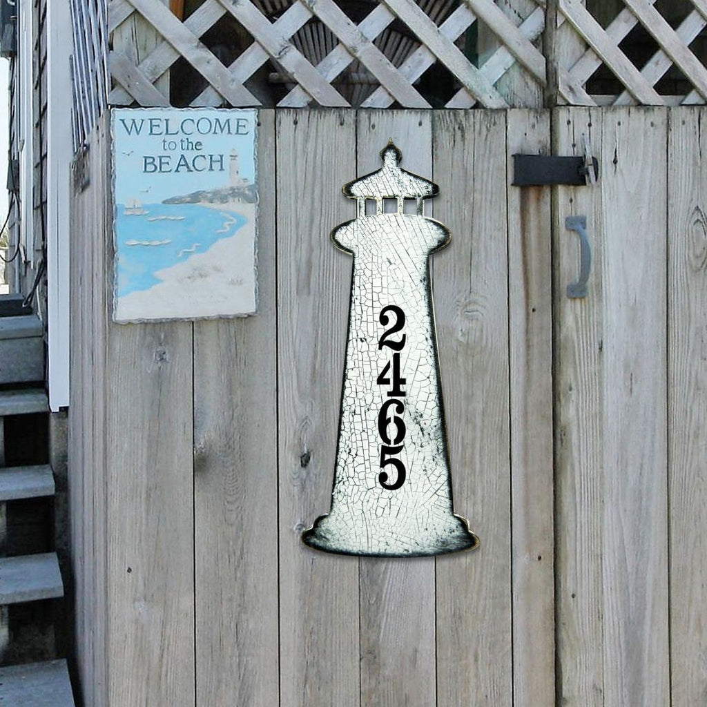 Nautical Coastal Wooden Personalized House Number Sign by G. Debrekht - Coastal Sea-Life Decor - Handcrafted Wooden Handcrafted Wooden Address Sign - MA98526