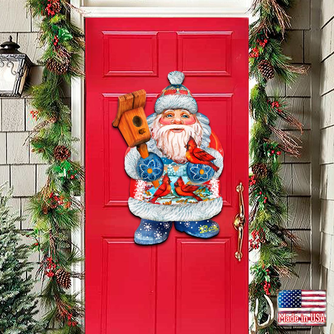 Holiday Bird Christmas Door Decor by G. DeBrekht - Christmas Santa Snowman Decor - 8118023H