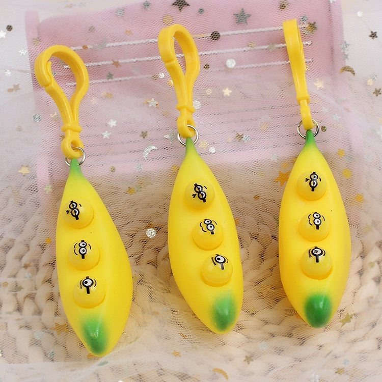 Banana Squeeze Toy Keychain – Stress Relief Pendant