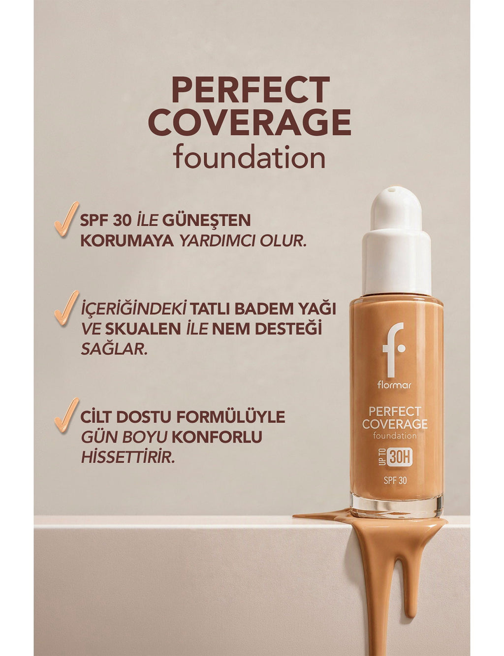 Flormar Perfect Coverage Foundation High Pigment SPF 30 30ml