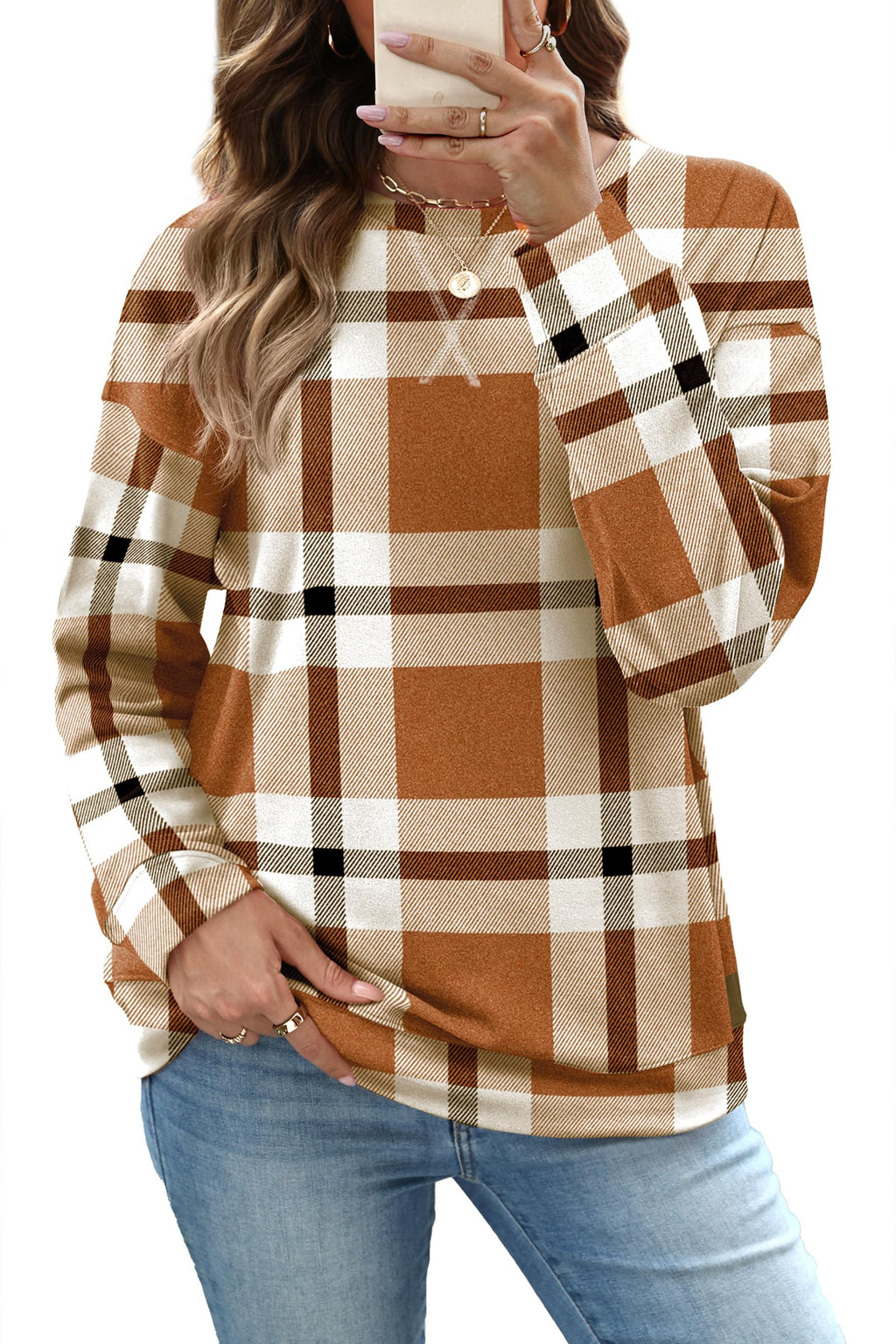 RUMIA Women's Crew Neck Sweatshirt Long Sleeve Tops for Women Fall Clothes