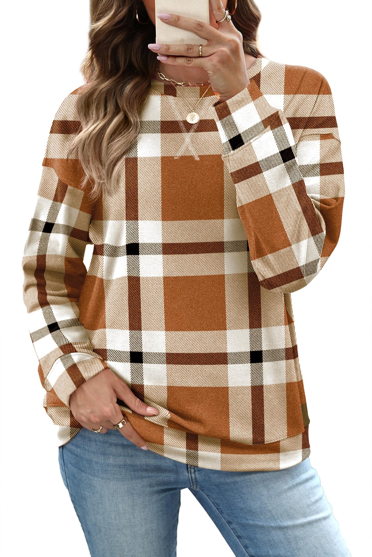 RUMIA Women's Crew Neck Sweatshirt Long Sleeve Tops for Women Fall Clothes