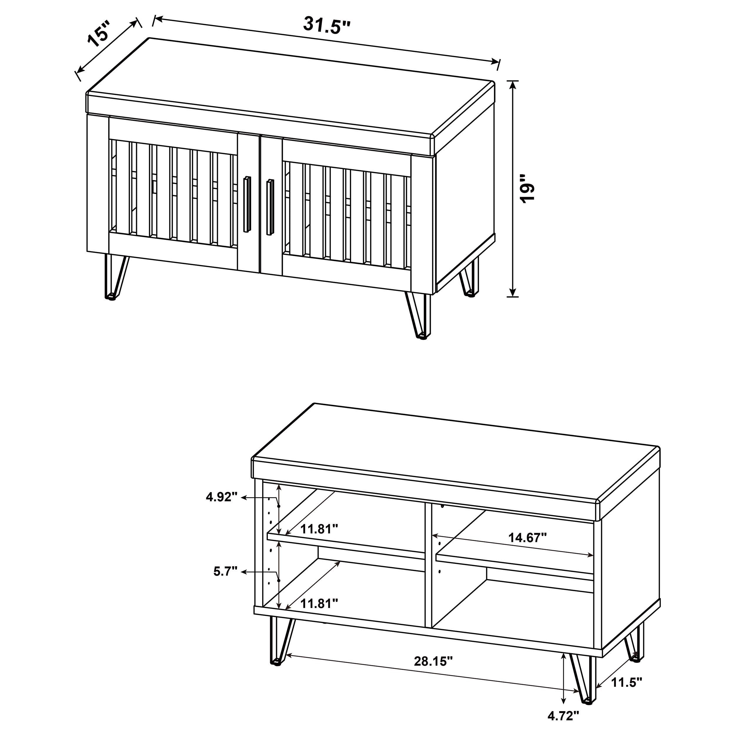 Brixton 2-door Padded Entryway Shoe Storage Bench White Oak