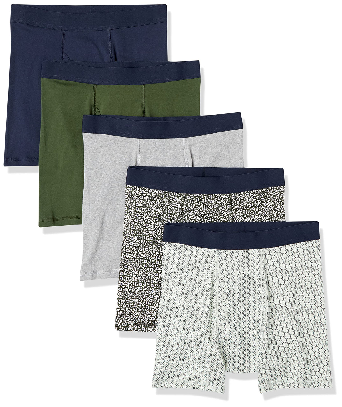 Amazon Essentials Men's Breathable Cotton Boxer Briefs, Tag-Free, Pack of 5