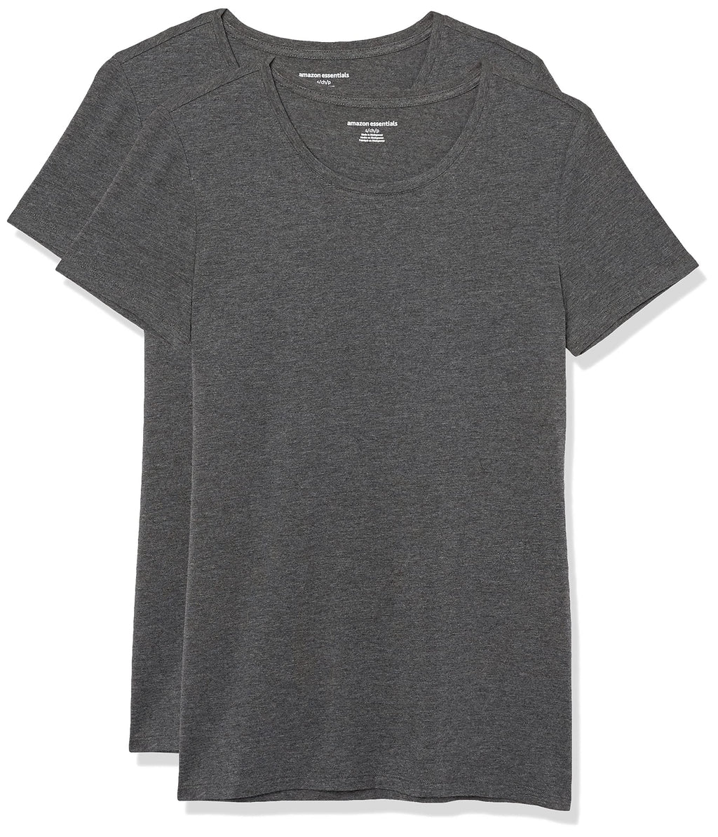 Amazon Essentials Women's Regular-Fit Short-Sleeve Crewneck T-Shirt, Cotton Modal Blend, Pack of 2