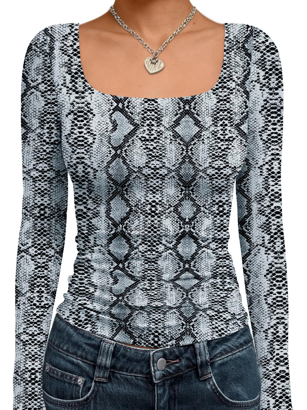 Trendy Queen Womens Square Neck Long Sleeve Shirts Double Lined Fall Tops