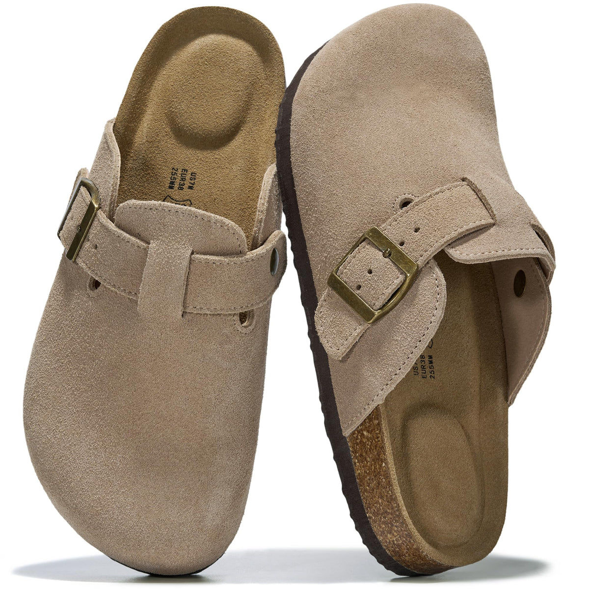 Project Cloud 100% Genuine Leather Womens Cork Footbed Clogs for Women