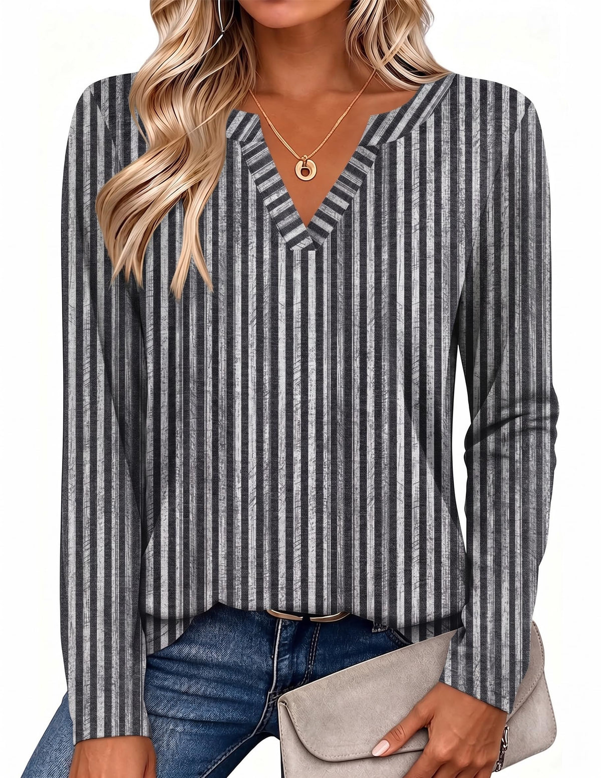 Zeagoo Womens Tops Long Sleeve V Neck Tee Shirts Cute Dressy Casual