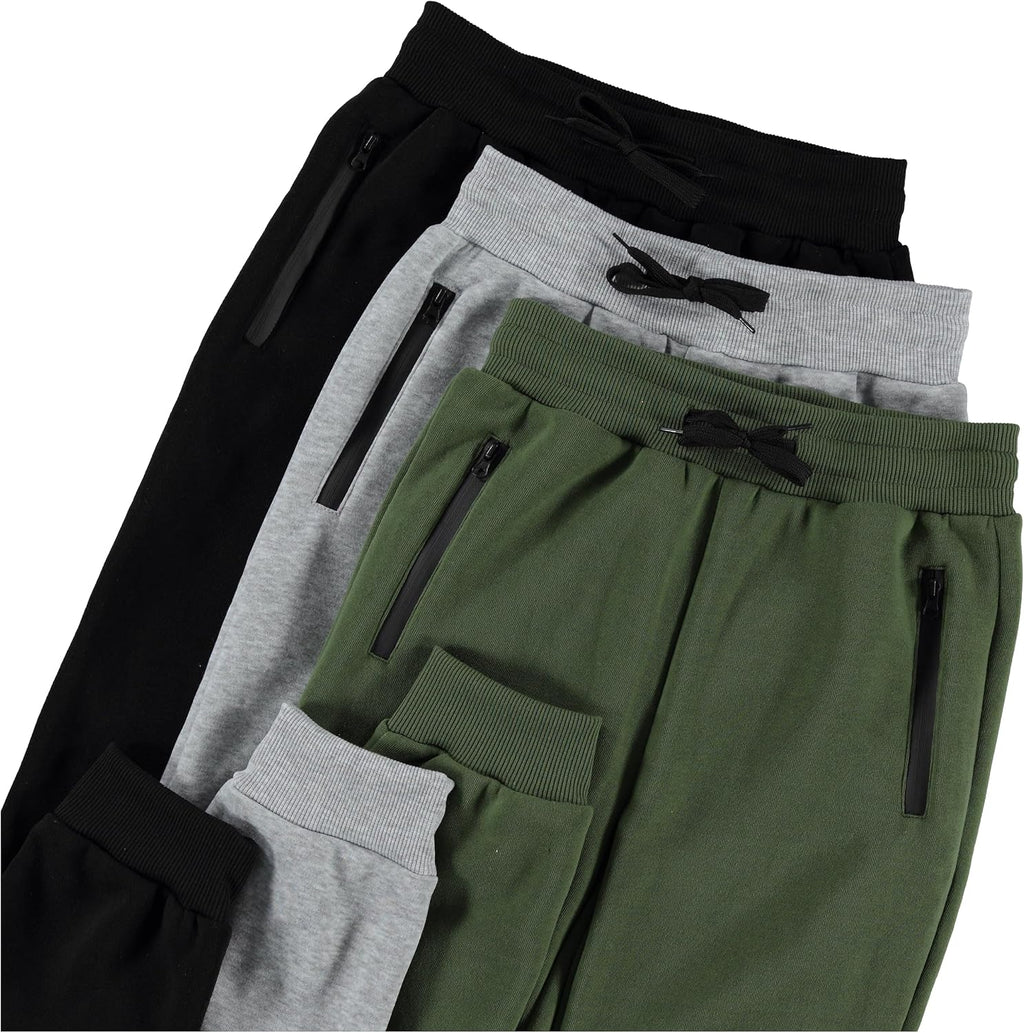 PURE CHAMP 3Pk Boys Sweatpants Fleece Athletic Workout Kids Clothes Boys Joggers with Zipper Pocket and Drawstring Size 4-20
