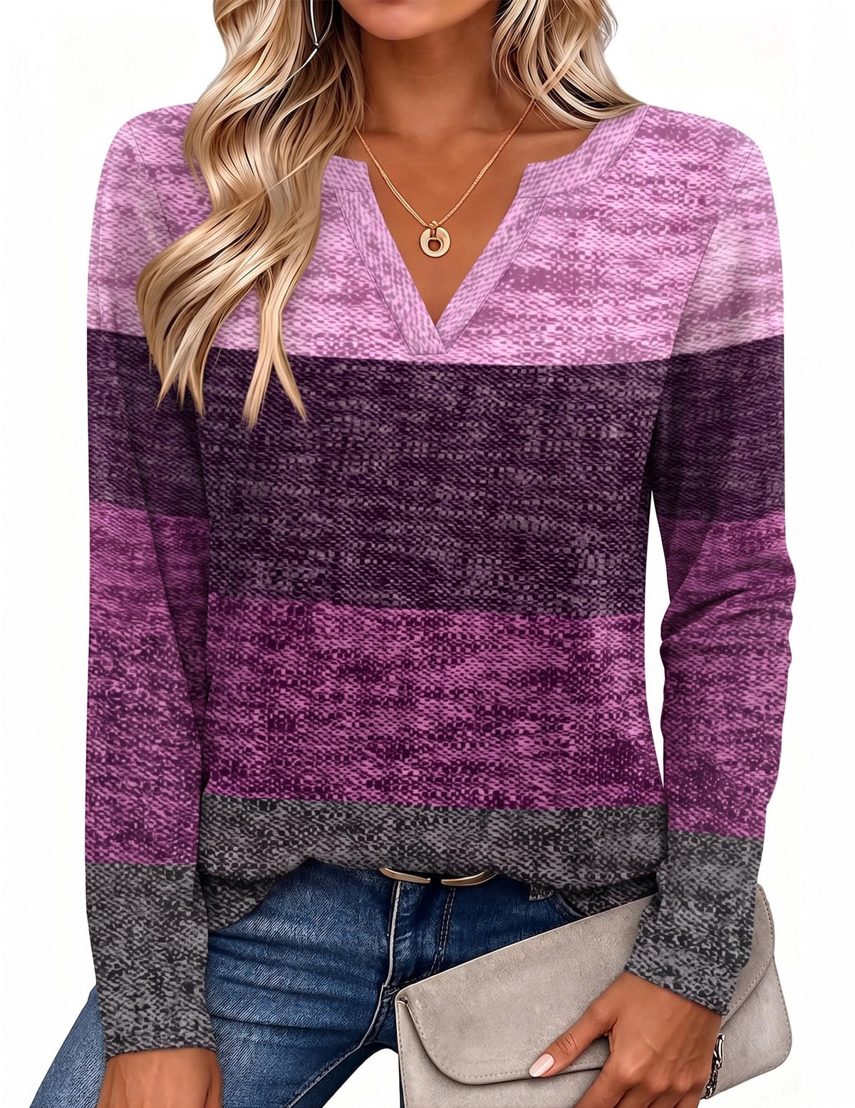 Zeagoo Womens Tops Long Sleeve V Neck Tee Shirts Cute Dressy Casual