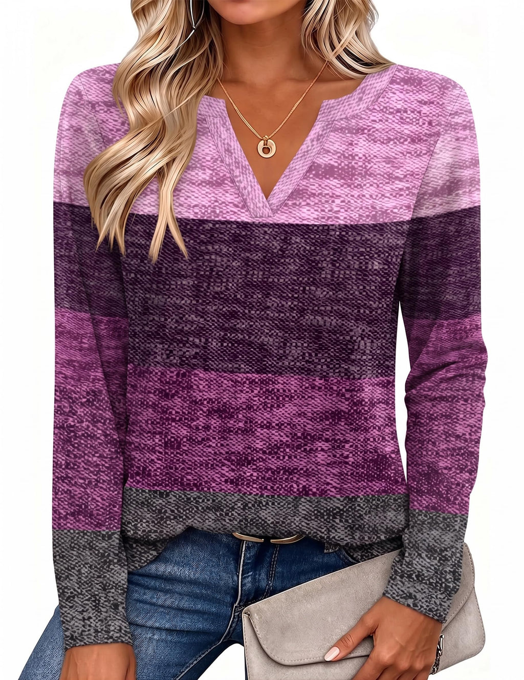 Zeagoo Womens Tops Long Sleeve V Neck Tee Shirts Cute Dressy Casual