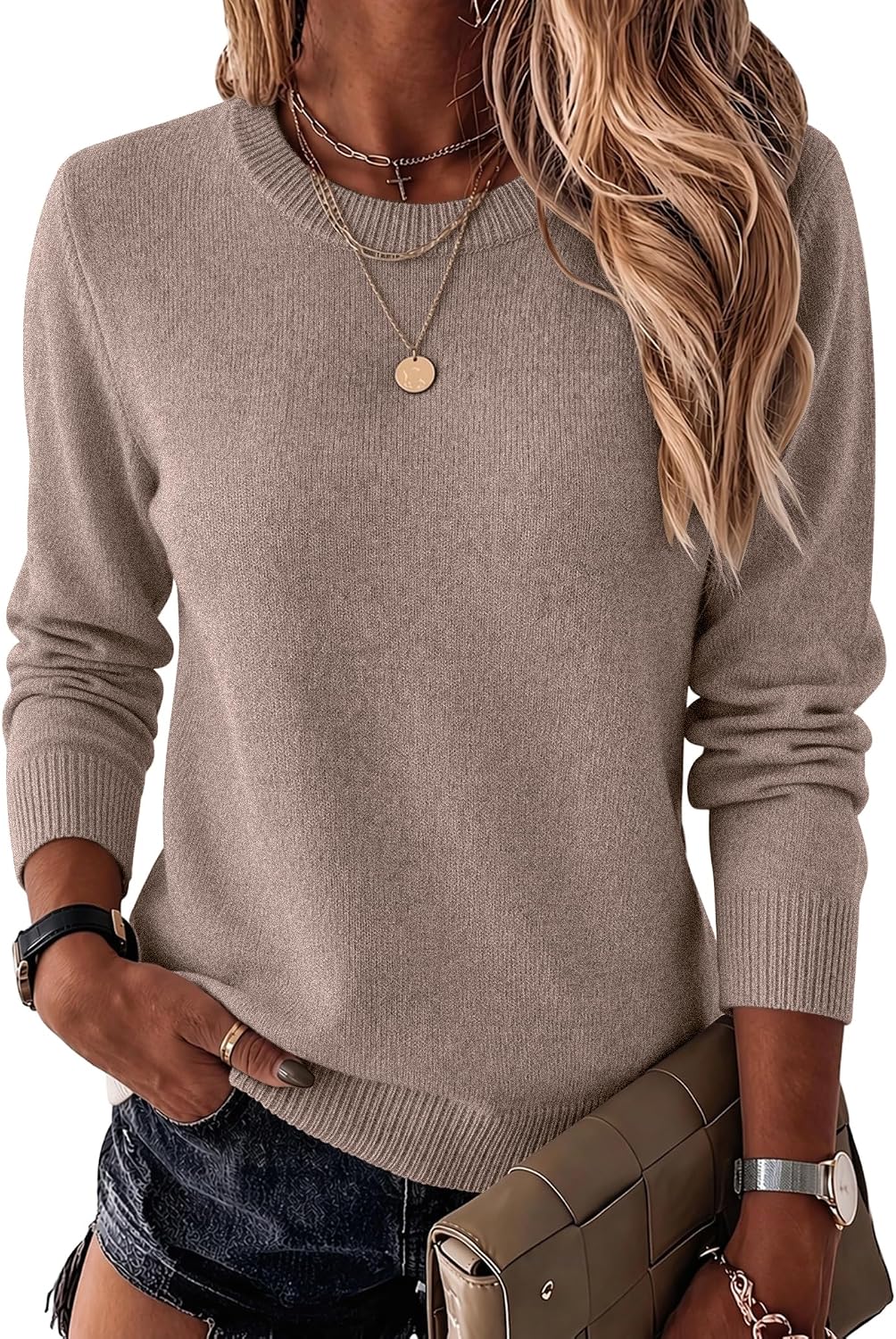 Zeagoo Womens Wool Blend Sweater Crewneck Long Sleeve Tops Fashion Clothing
