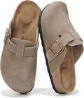 Project Cloud 100% Genuine Leather Womens Cork Footbed Clogs for Women