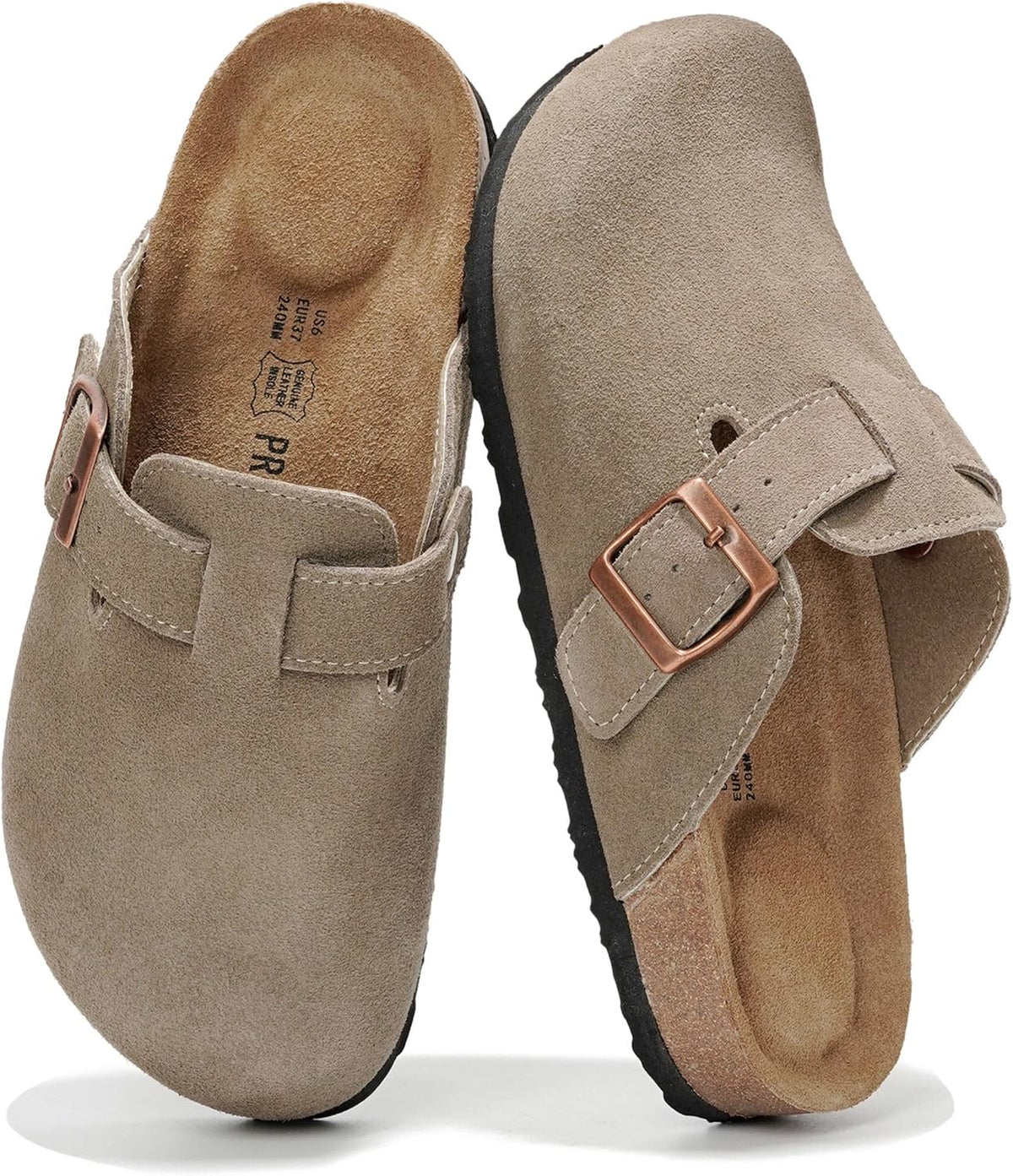 Project Cloud 100% Genuine Leather Womens Cork Footbed Clogs for Women