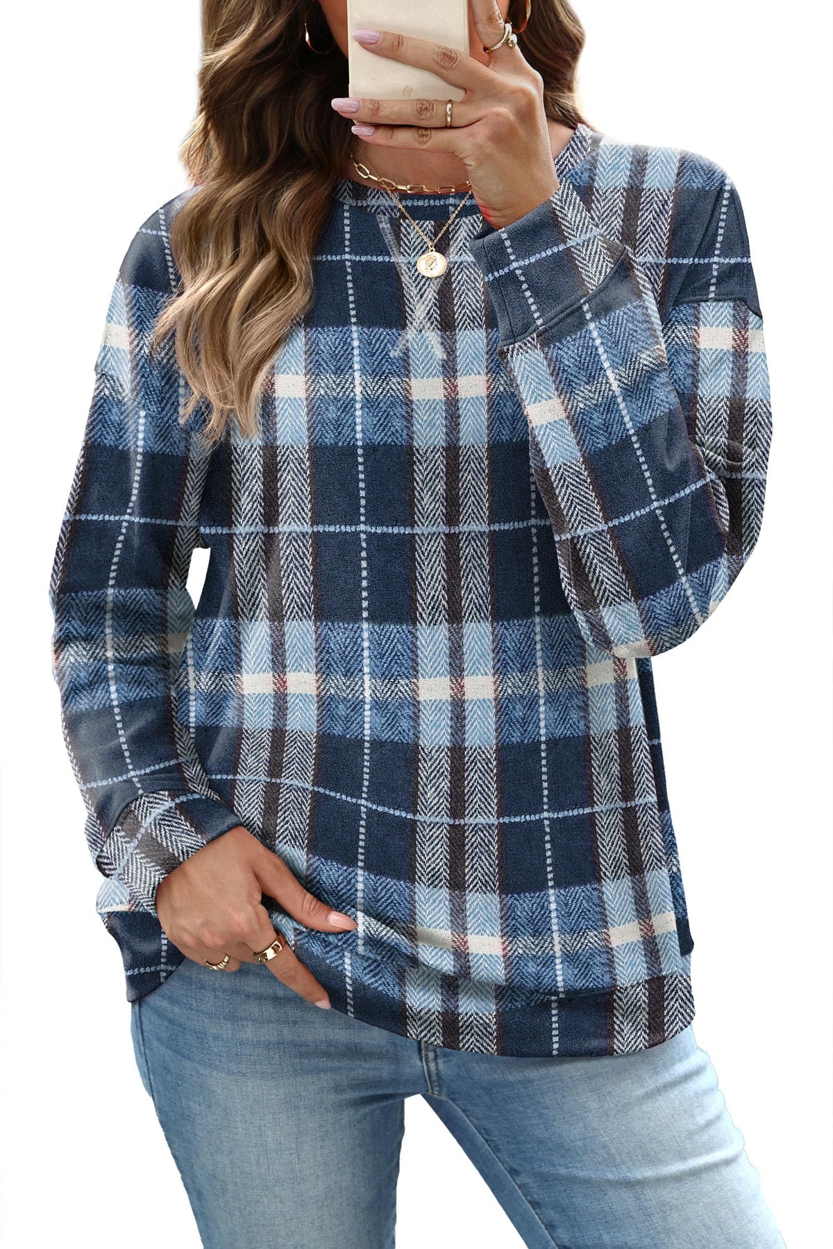 RUMIA Women's Crew Neck Sweatshirt Long Sleeve Tops for Women Fall Clothes