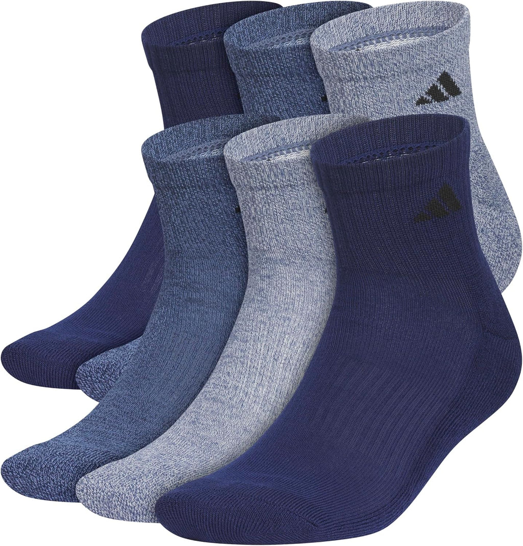 adidas Men's Athletic Cushioned Quarter Ankle Socks 6 Pairs