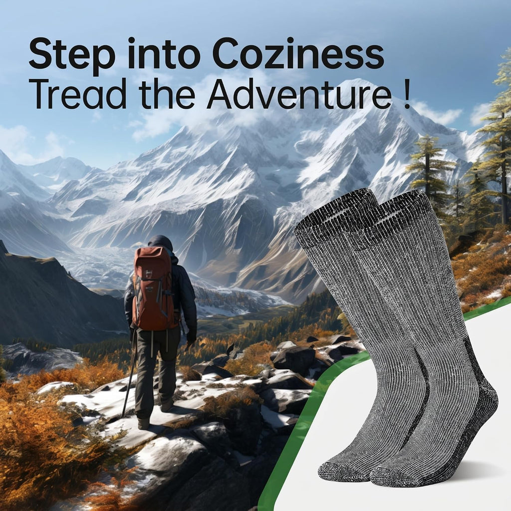 Alvada Mens Merino Wool Crew Socks Thermal and Warm Socks for Winter Work Hiking Running 3 Pairs