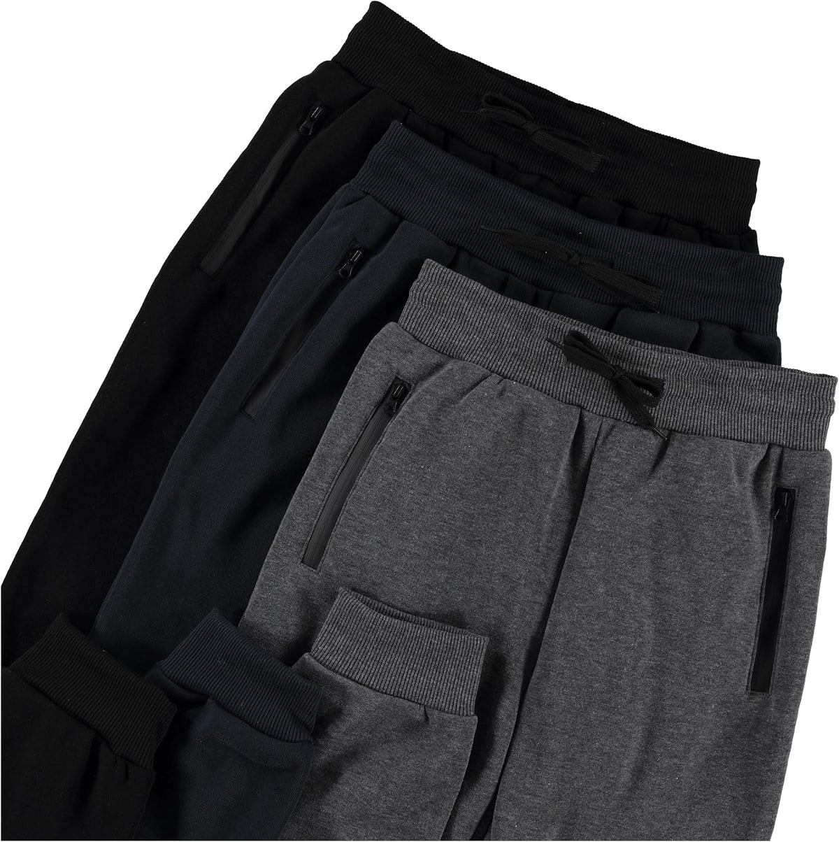 PURE CHAMP 3Pk Boys Sweatpants Fleece Athletic Workout Kids Clothes Boys Joggers with Zipper Pocket and Drawstring Size 4-20