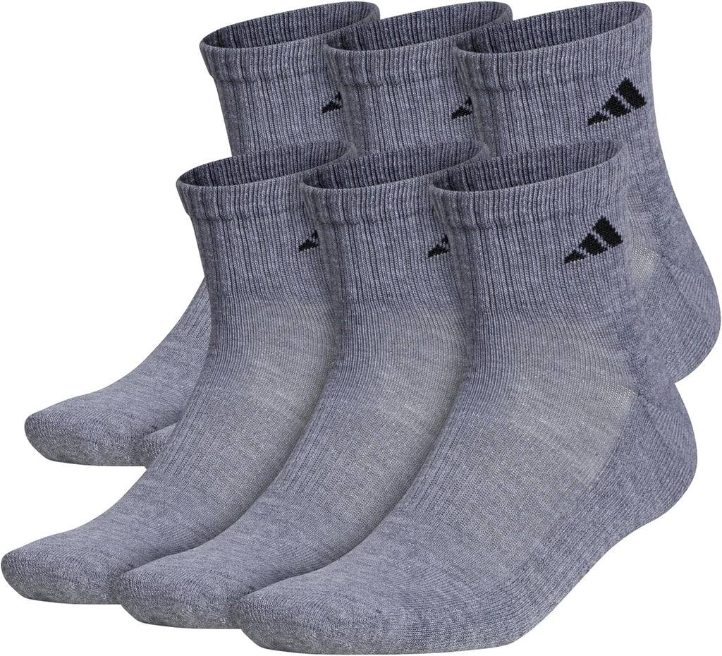 adidas Men's Athletic Cushioned Quarter Ankle Socks 6 Pairs