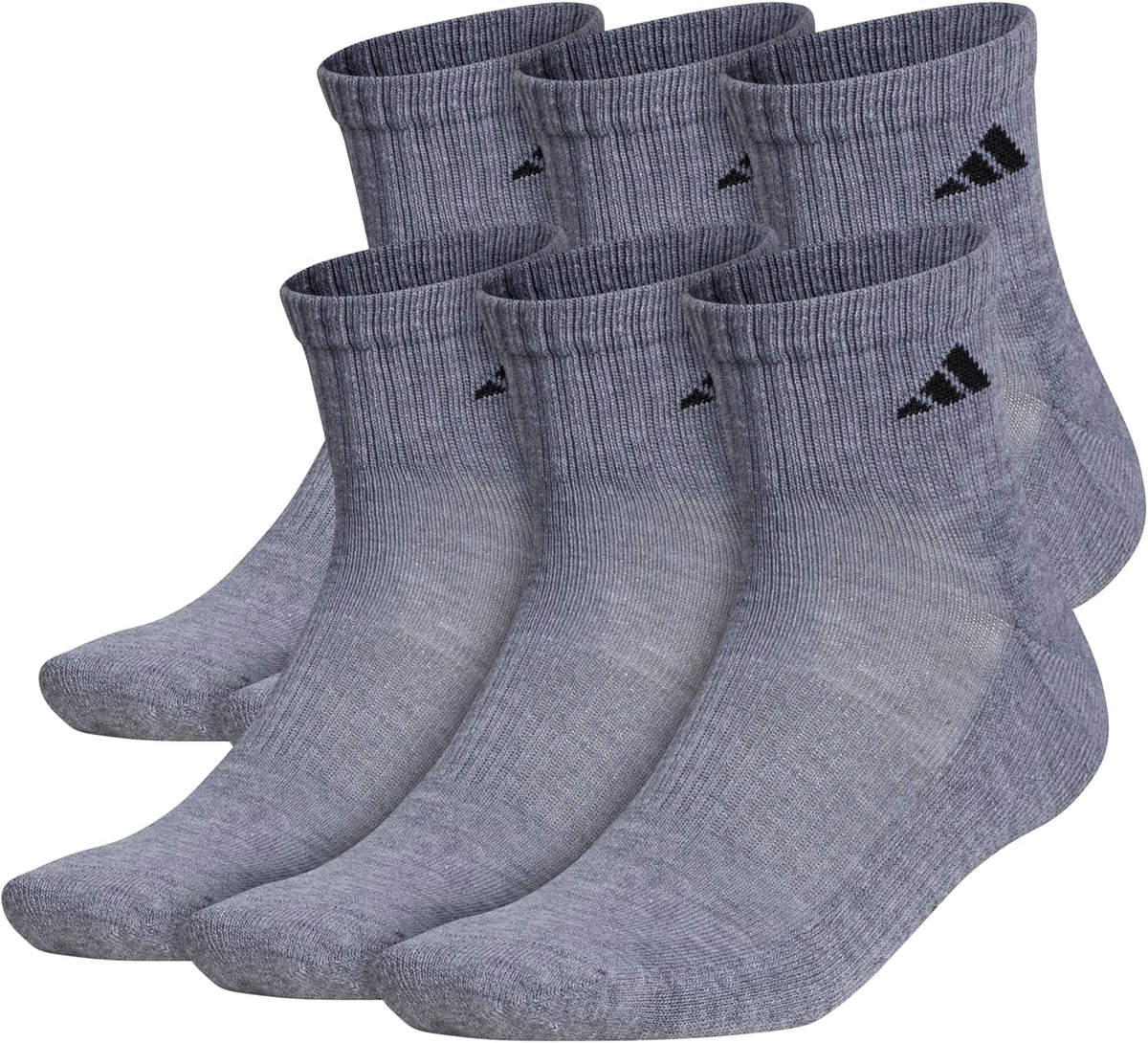 adidas Men's Athletic Cushioned Quarter Ankle Socks 6 Pairs