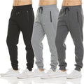 PURE CHAMP Sweatpants for Men 3 Pack Fleece Athletic Workout Joggers Mens Sweatpants with Zipper Pockets Size S-3XL