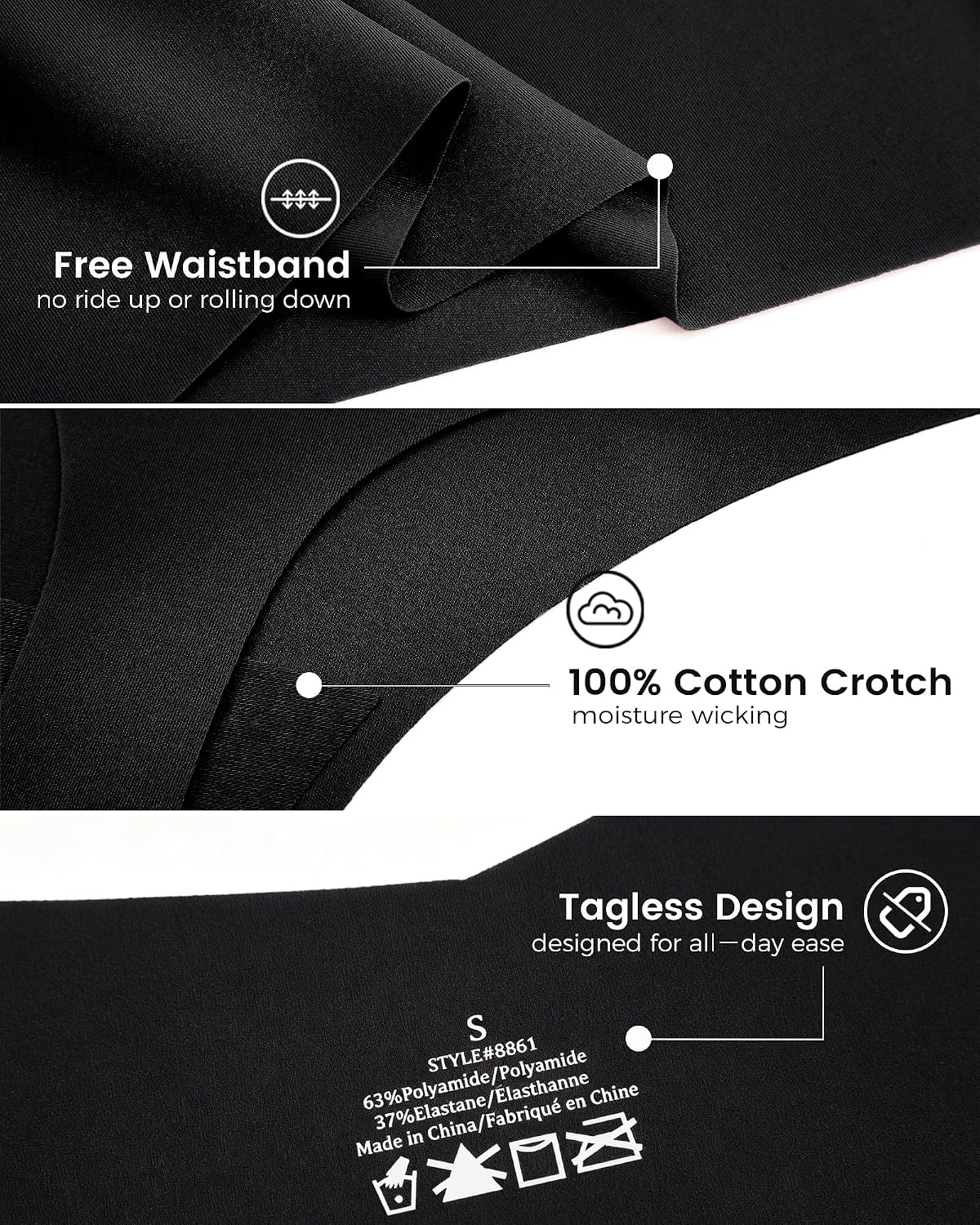 Take Talk Underwear Womens 9 Pack Seamless Thongs No Show Workout Panties