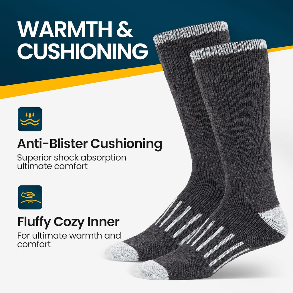 Alvada Mens Merino Wool Crew Socks Thermal and Warm Socks for Winter Work Hiking Running 3 Pairs