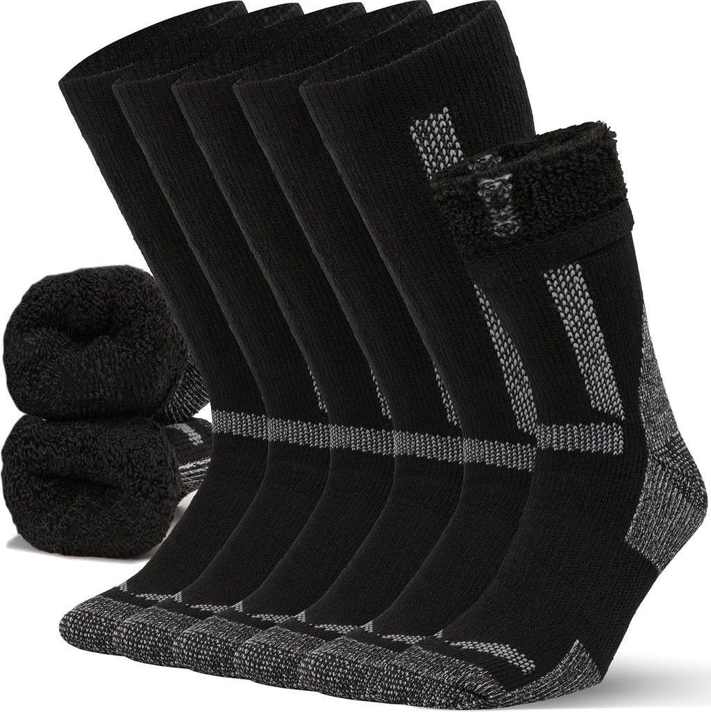 Alvada Mens Merino Wool Crew Socks Thermal and Warm Socks for Winter Work Hiking Running 3 Pairs