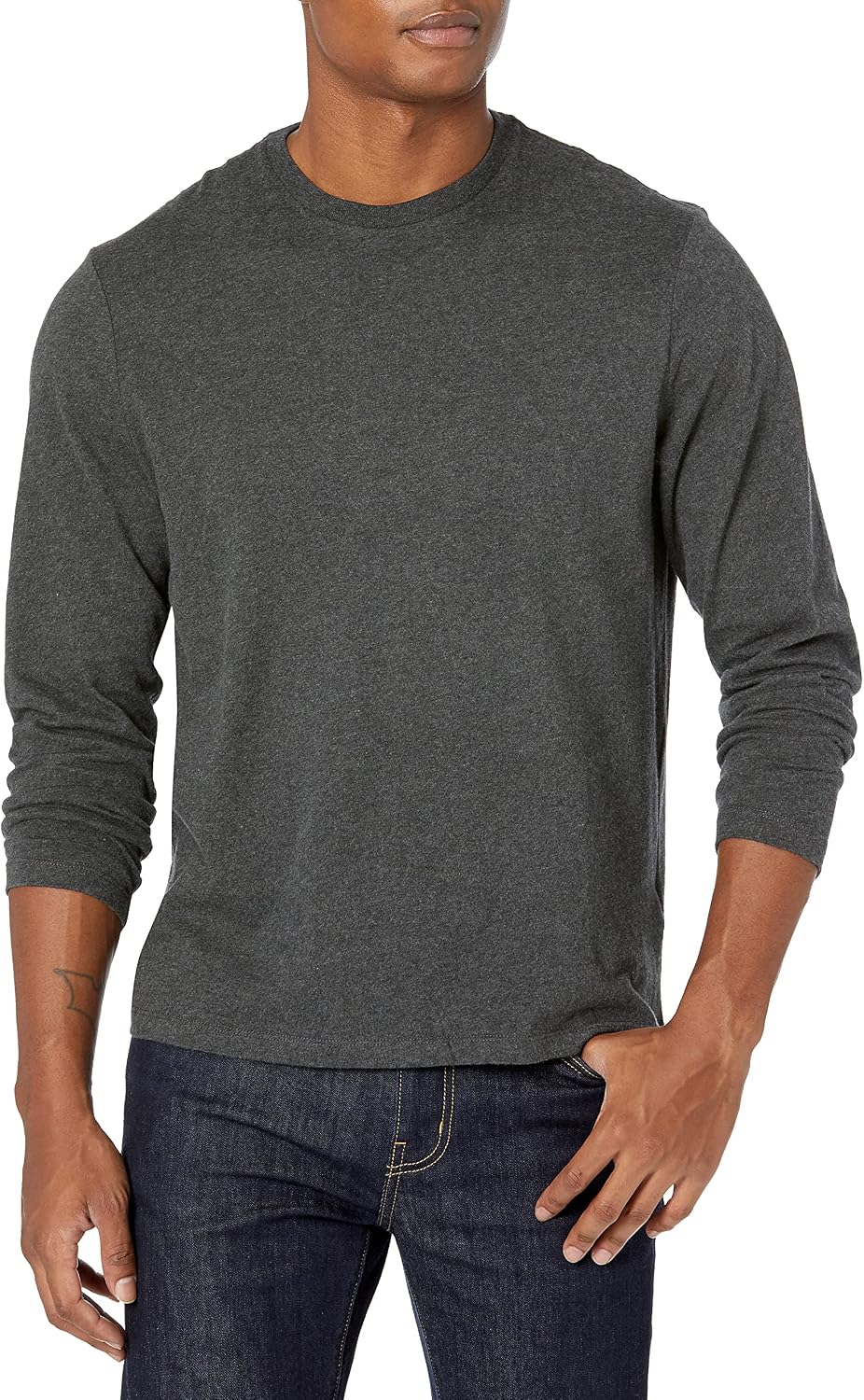 Amazon Essentials Men's Regular-Fit Crewneck Long-Sleeve T-Shirt, Casual Cotton Jersey