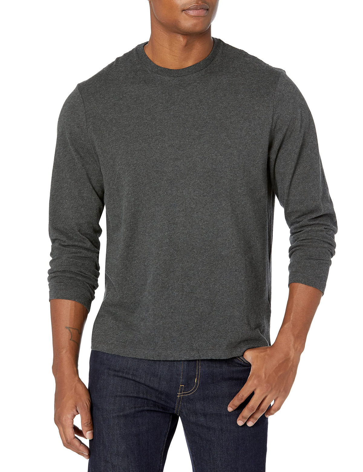 Amazon Essentials Men's Regular-Fit Crewneck Long-Sleeve T-Shirt, Casual Cotton Jersey