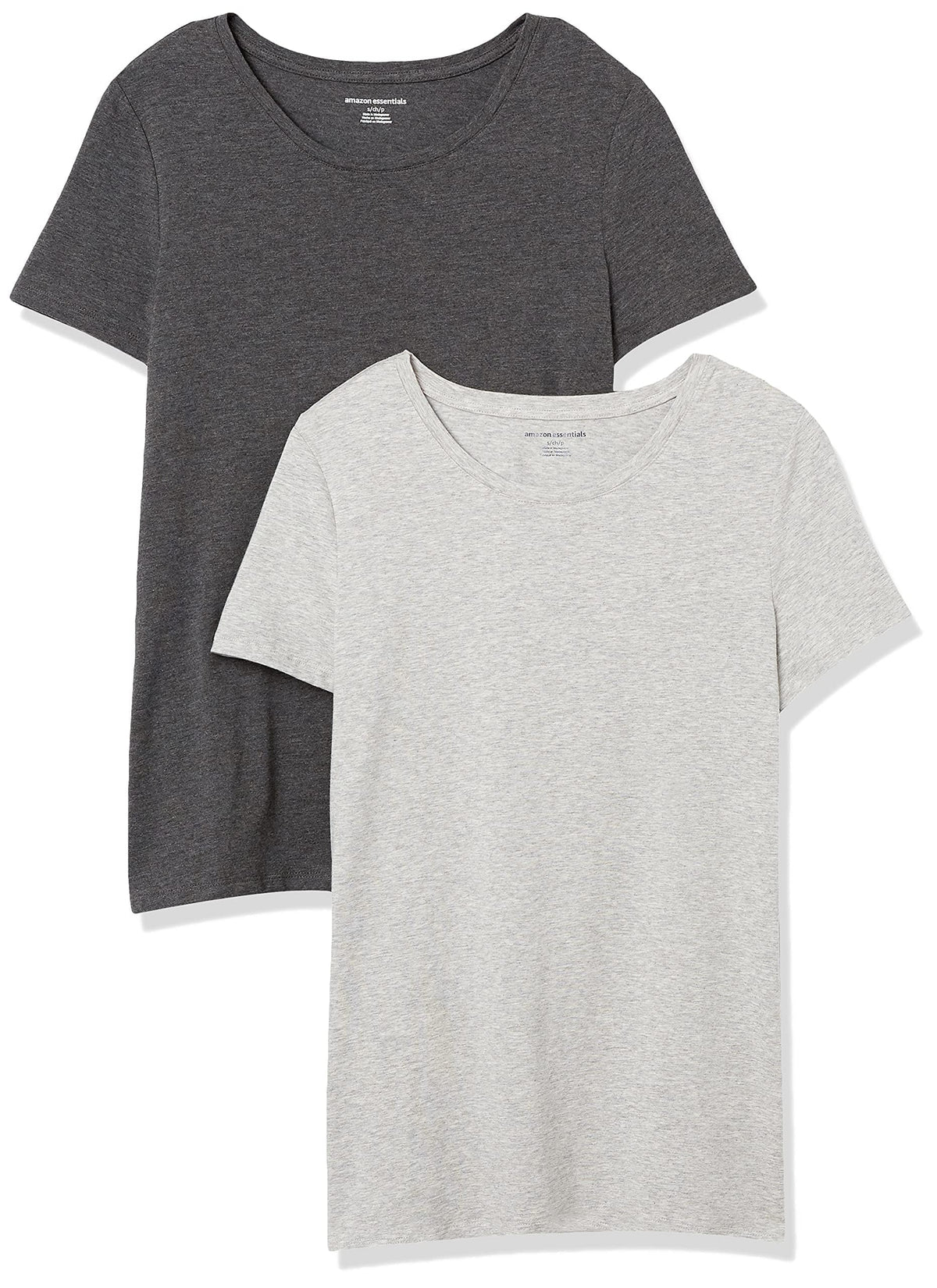 Amazon Essentials Women's Regular-Fit Short-Sleeve Crewneck T-Shirt, Cotton Modal Blend, Pack of 2