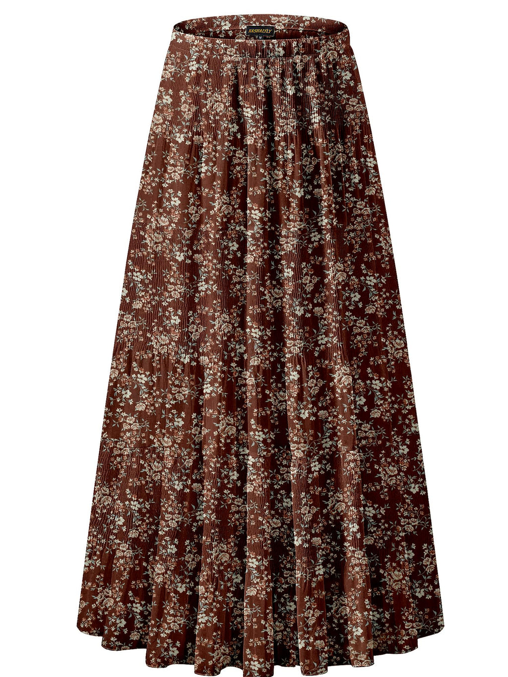 NASHALYLY Women's Chiffon Elastic High Waist Pleated A-Line Maxi Skirts