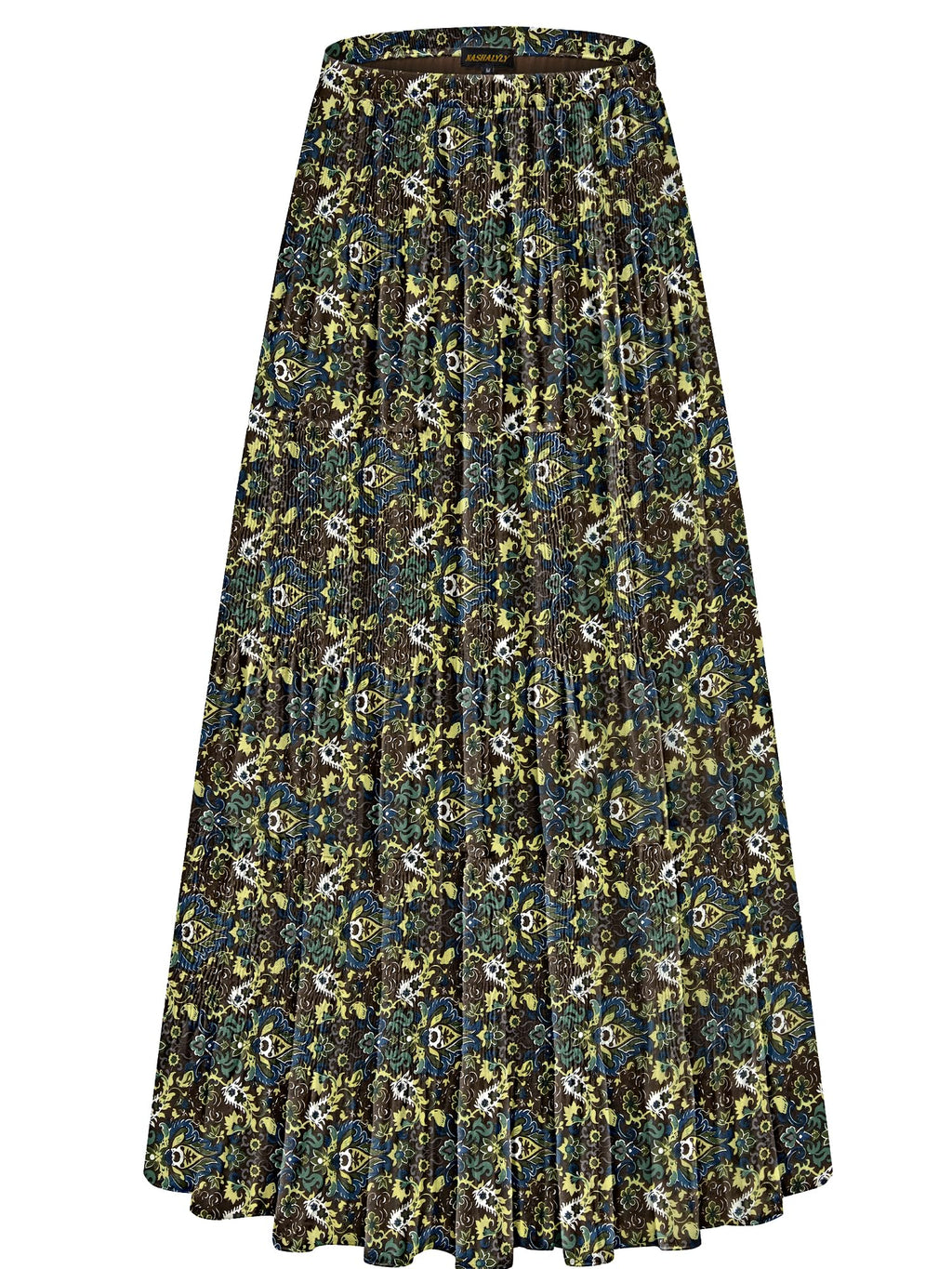 NASHALYLY Women's Chiffon Elastic High Waist Pleated A-Line Maxi Skirts