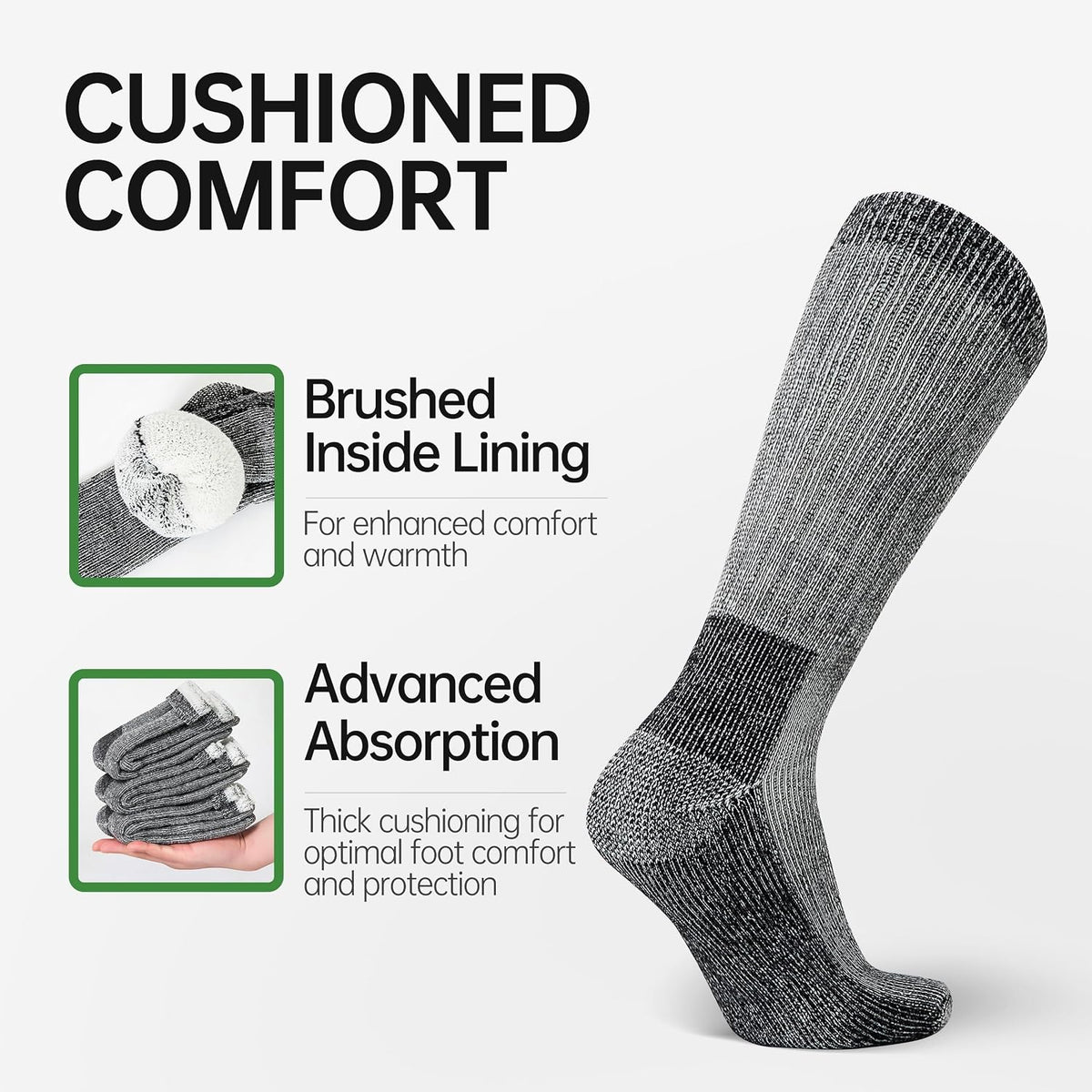 Alvada Mens Merino Wool Crew Socks Thermal and Warm Socks for Winter Work Hiking Running 3 Pairs