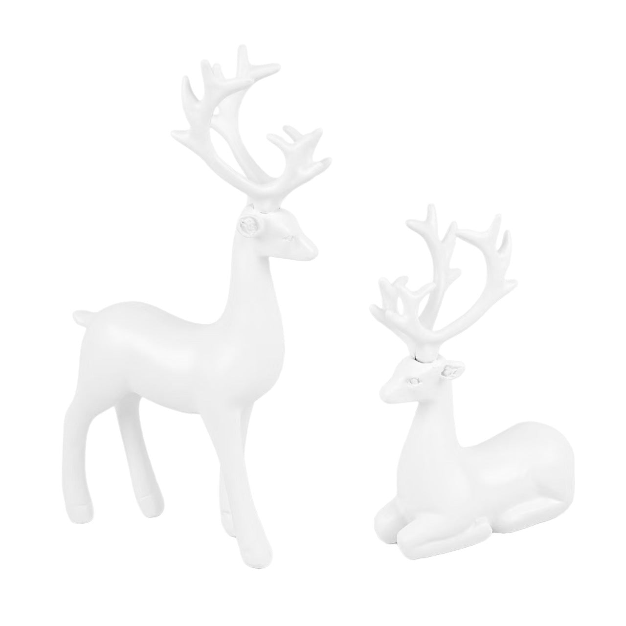 Decorative Deer Figurine Pair — Modern Home Decor, Gold & White