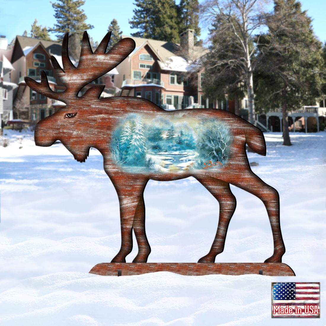 Woodsy Moose Wildlife Outdoor Decor by G. DeBrekht - Wildlife Holiday Decor - 8198222F