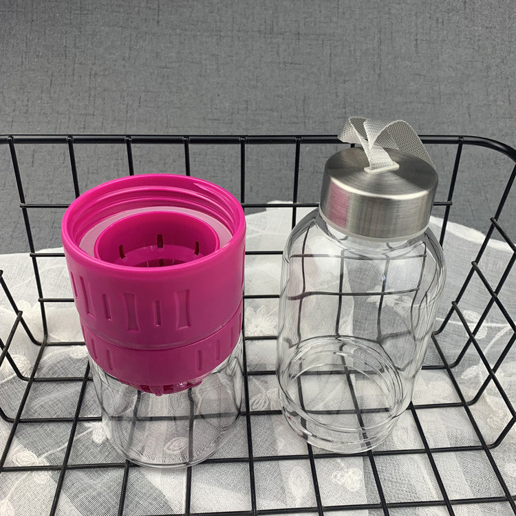 Glass Fruit Infuser Water Bottle with Stainless Steel Lid