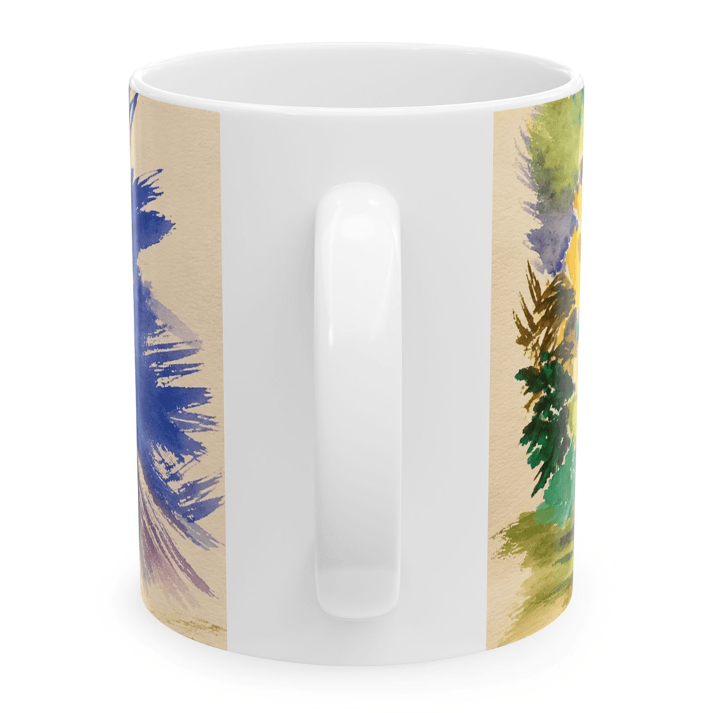 PimsArt Vibrant Watercolor Floral Mug From Original Painting